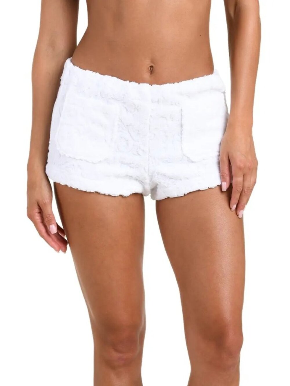NWT L'AGENCE Amiya Cotton Terry Cover-Up Shorts White Size Medium